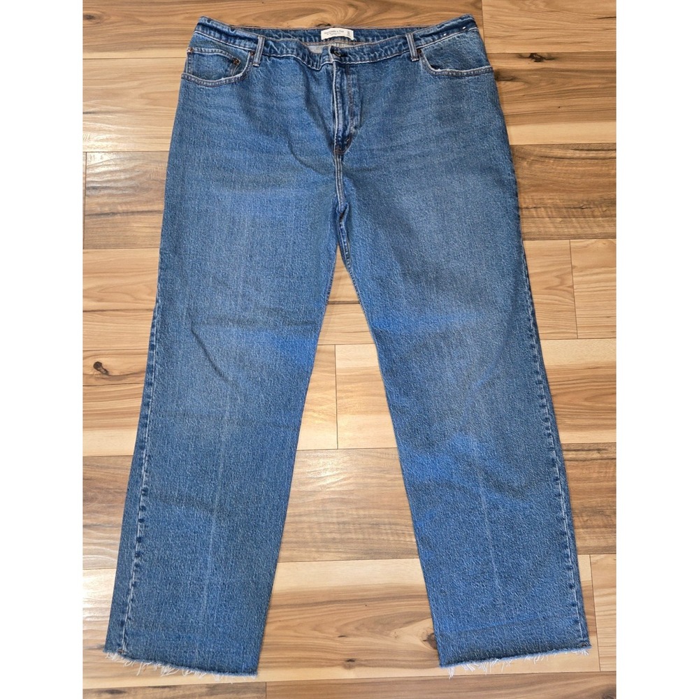 Abercrombie & Fitch The 90s‎ Relaxed Jean Womens Med Wash 35 / 20L High Rise Raw
